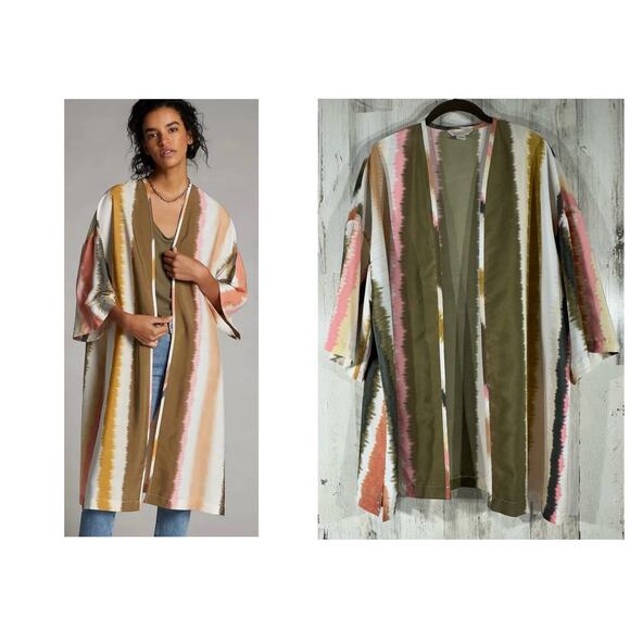 Mignon Doo Anthropologie Kimono Cardigan Open Front Multicolored Tie Dye READ - Picture 1 of 11